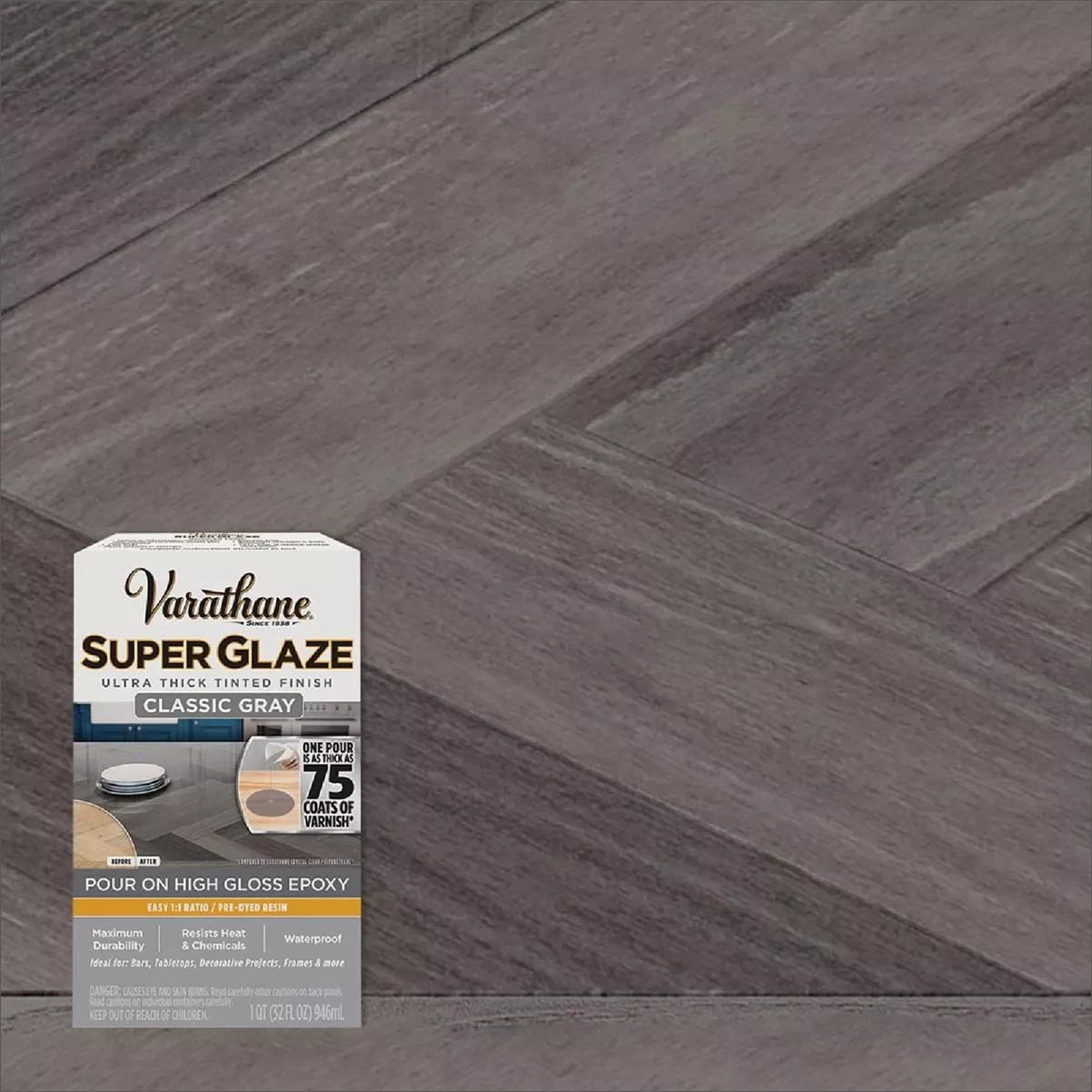 1 Qt. Super Glaze Pour-on High Gloss Classic Gray Epoxy Resin