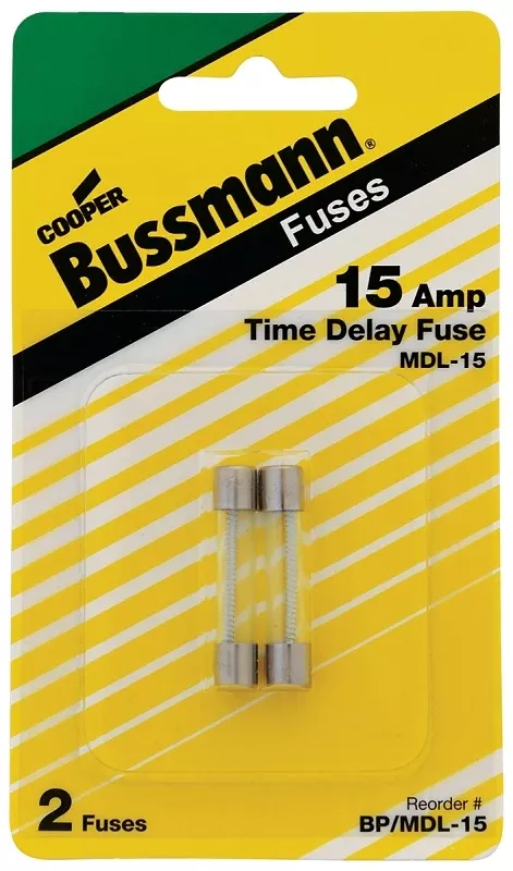15-amp Type Mdl Glass Tube Fuse, 2-pk.