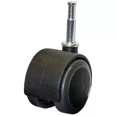 2-inch Dual Wheel Casters With Wood Stem - 2 Pack, Black And Gray