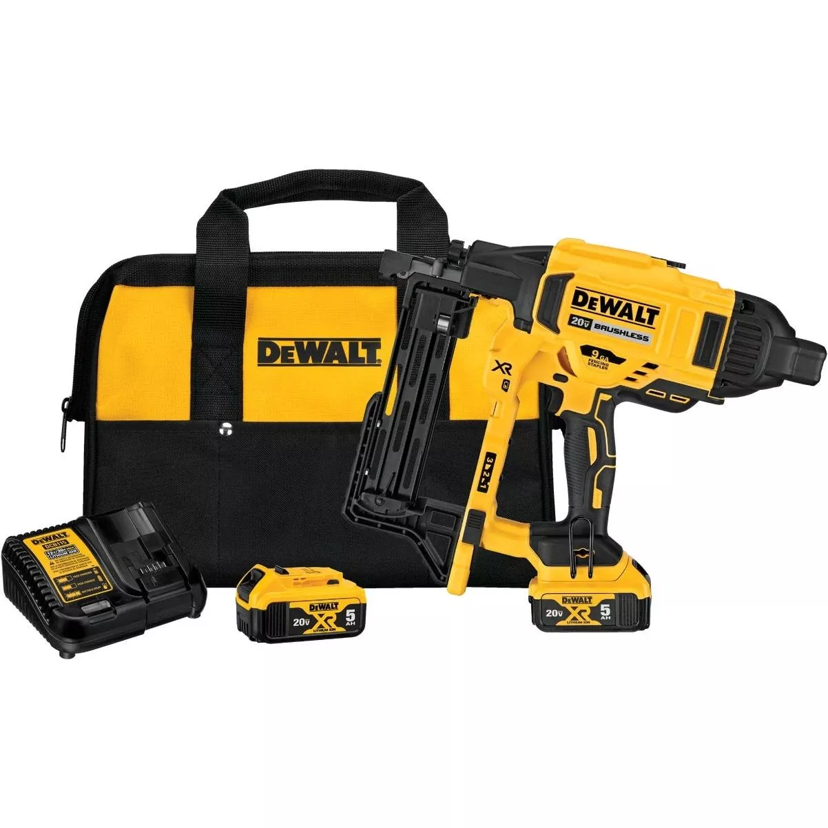 20v Max Xr Brushless 9-gauge Cordless Fencing Stapler Kit With (2) 5.0 Ah Batteries & Charger
