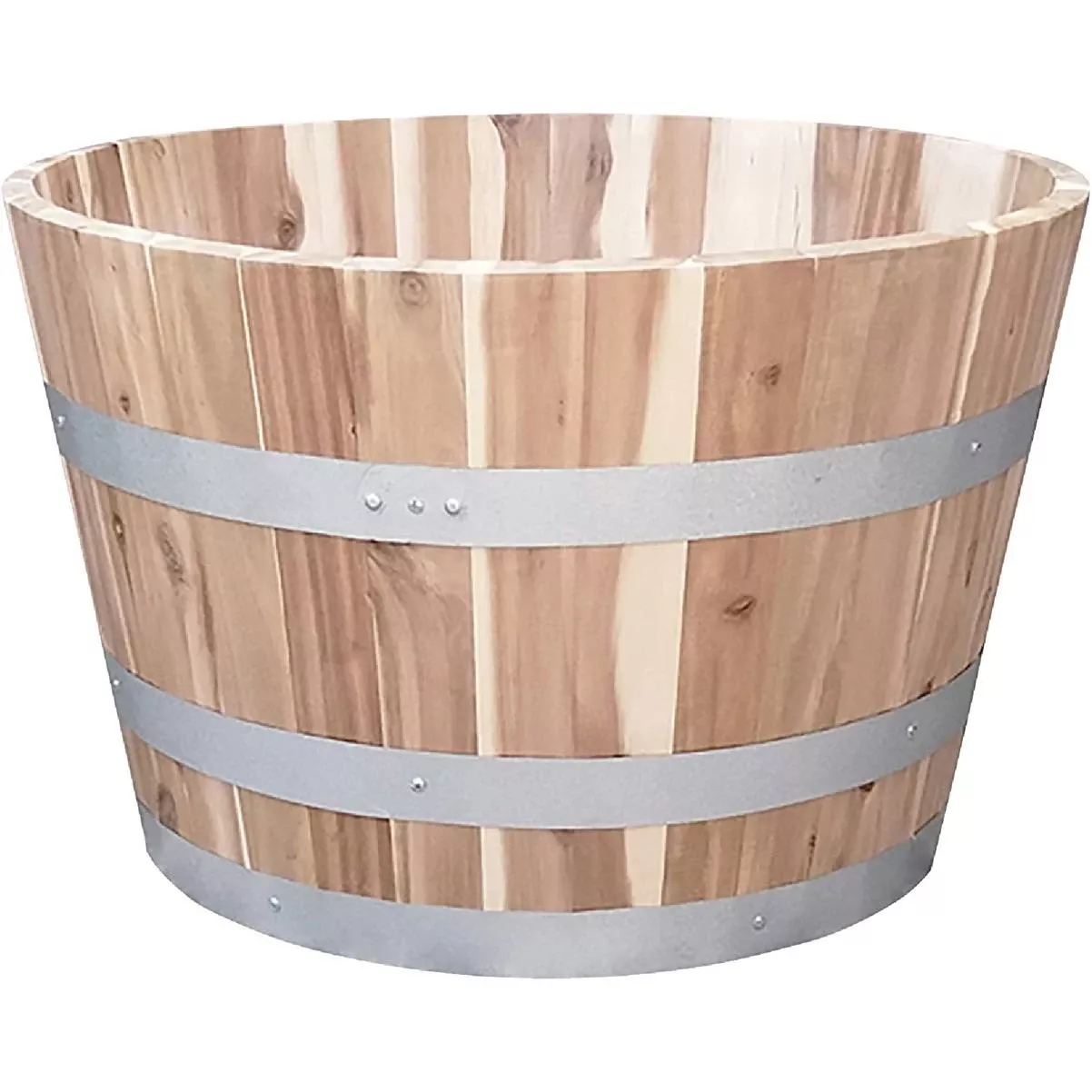 25 In. Acacia Natural Barrel Planter