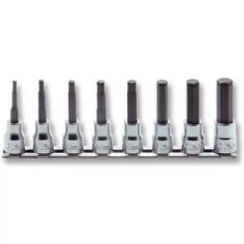 3/8 Sq. Dr. Bit Grip Ring Hex 32mm Long Bit Socket Set - 8 pieces