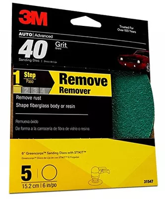 3M 6" 40+Grit Green Corps Stikit Sanding Disc (31547)