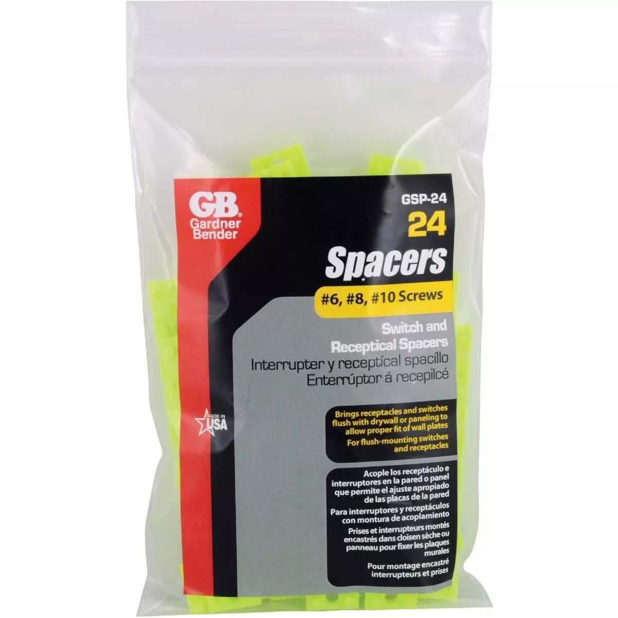 #6, #8, #10 Screws Plastic Electrical Box Spacer (24-pack)