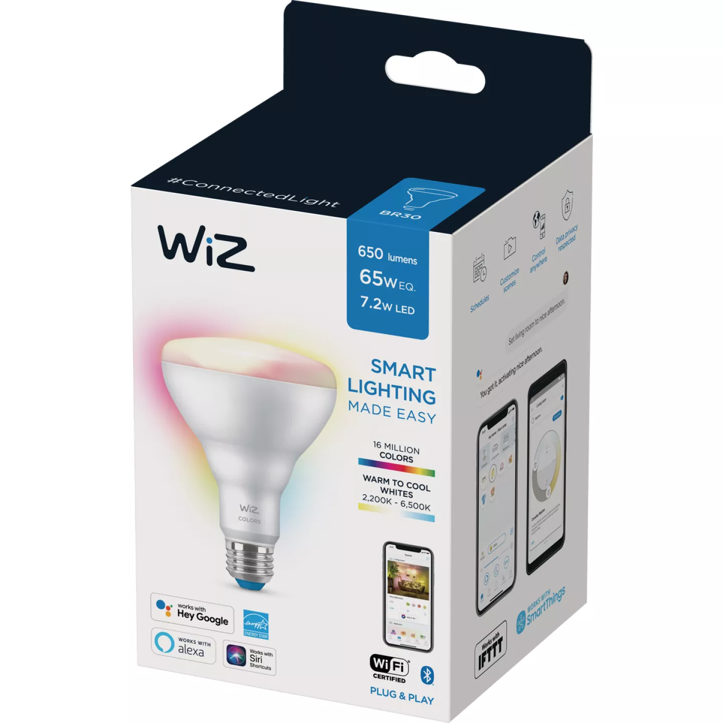 65w Br30 Color-changing Smart Floodlight Led Bulb – Dimmable, Wi-fi, Voice Control