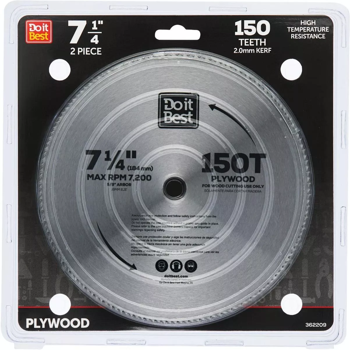 7-1/4 In. 150-tooth Plywood Circular Saw Blade (2-pack)