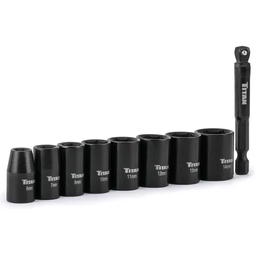 9 Piece 1/4" Drive 6 Point Metric Impact Socket Set