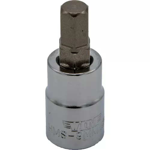 9mm Hex Bit, Satin Chrome 3/8" Sq.Dr. Bit Holder