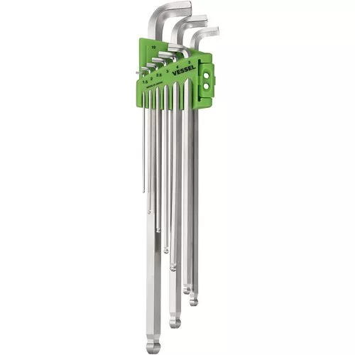 Ball Point Hex L-Key Wrench Stubby (Long Type) 9PC. Set No.8209BP-LU