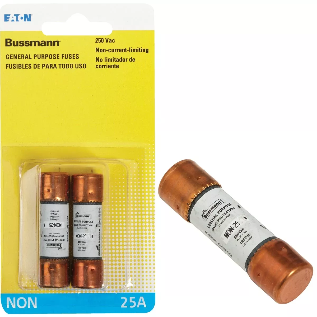 Cartridge Fuse, Type Non, 25-amp, 2-pk.