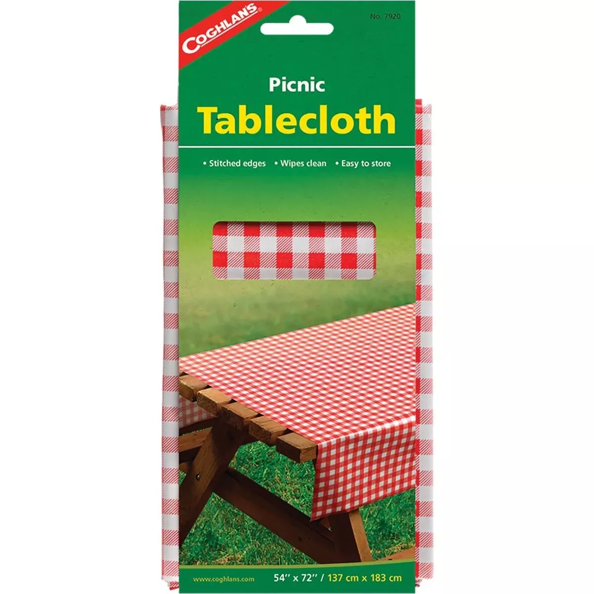 Coghlans 54 In. W. X 72 In. L. Red & White Plaid Vinyl Picnic Tablecloth
