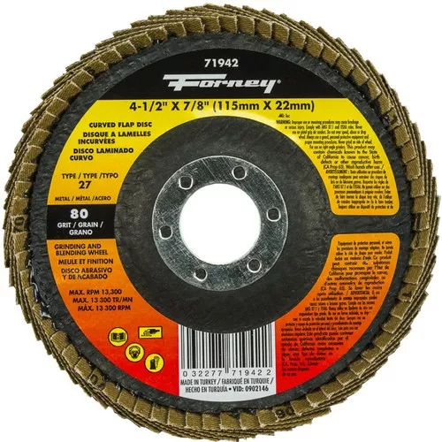 Curved Edge Flap Disc, 4-1/2" x 7/8", 80 Grit