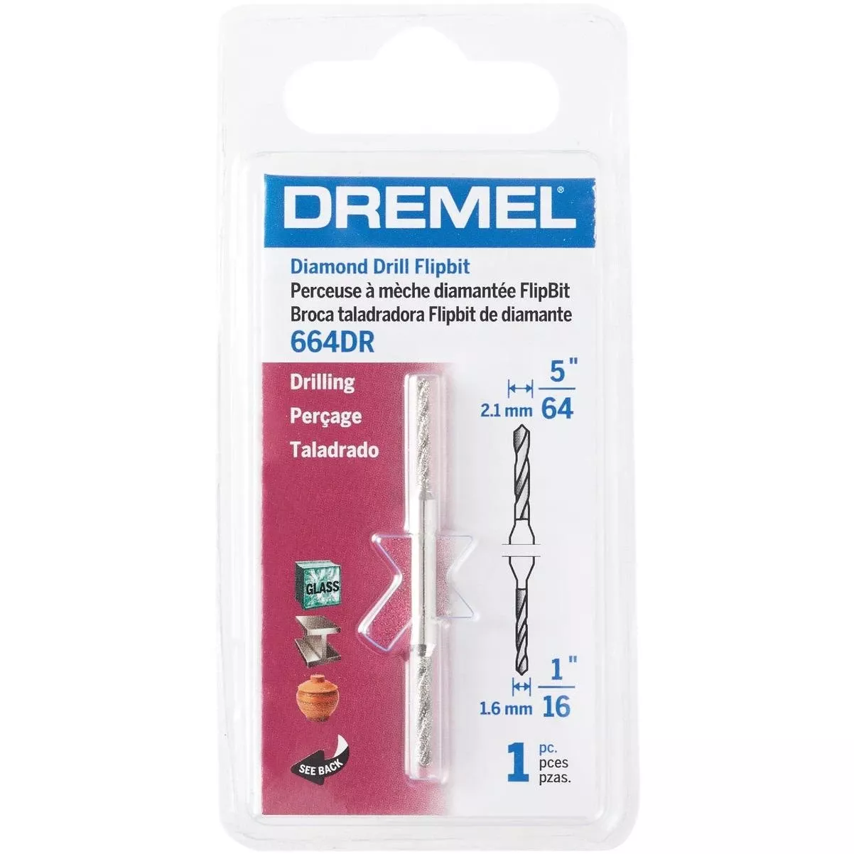Flipbit 1/8 In. Diamond Glass Drilling Bit