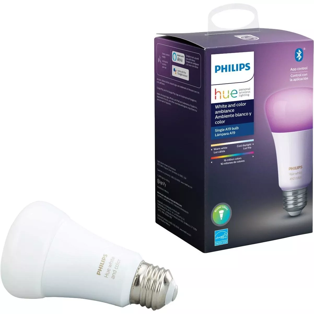 Hue White & Color Ambiance 60w Equivalent Medium A19 Dimmable Led Light Bulb