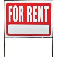 Hy-Ko RSF-603 Real Estate Sign, Rectangular, FOR RENT, White Legend, Red Background, Plastic