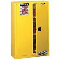 Justrite 894500 Safety Cabinet, 45 gal, 43 in OAW, 65 in OAH, 18 in OAD, 2 -Shelf, Steel, Yellow