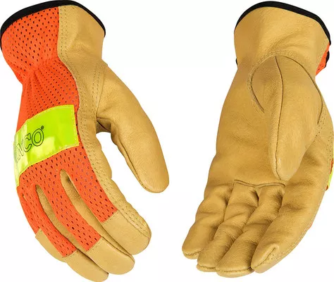 Kinco Medium Hi-Vis Orange Mesh & Grain Pigskin Palm Gloves (909-M)