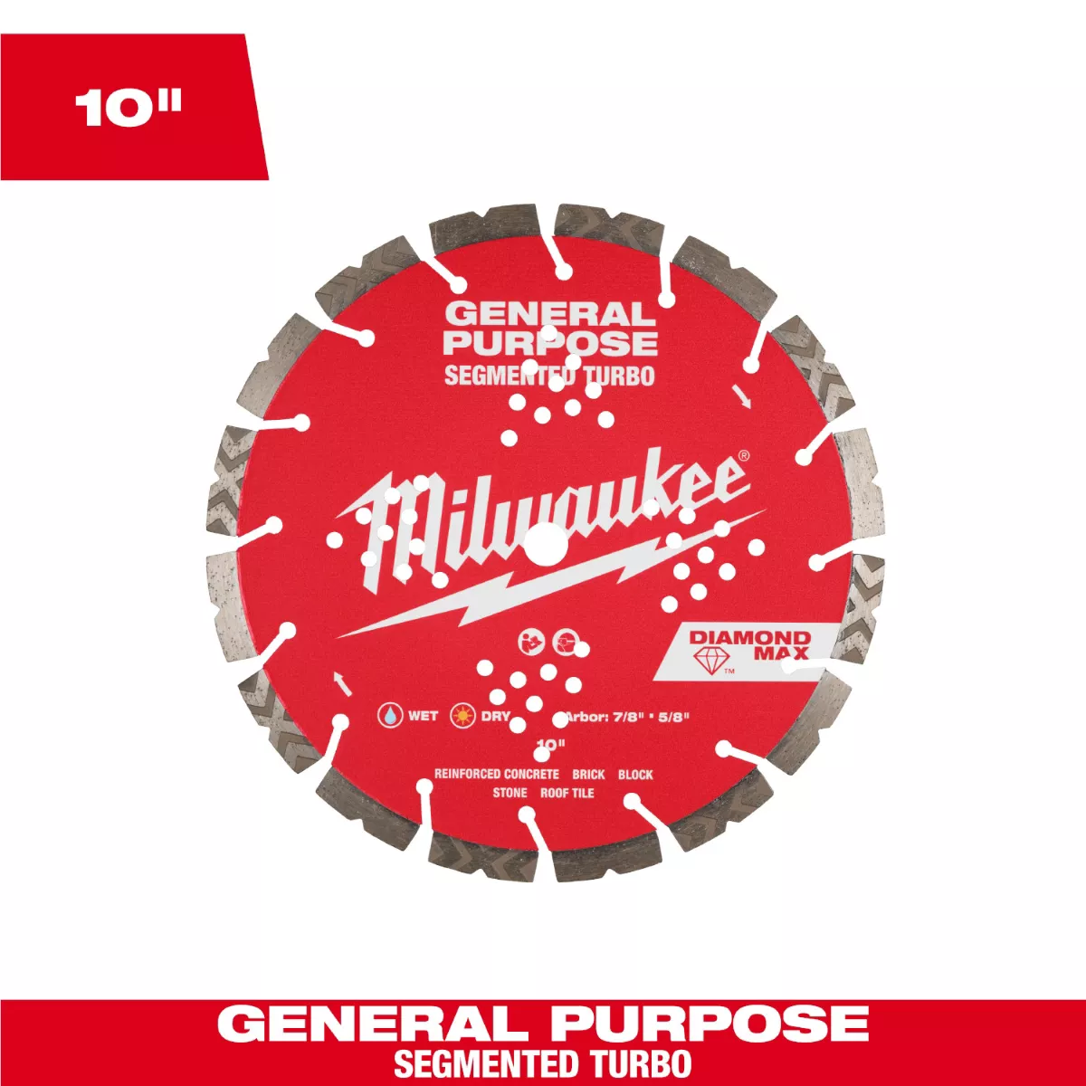 Milwaukee Tool 10 inch DIAMOND MAX Segmented Turbo General PurposeDiamond Blade