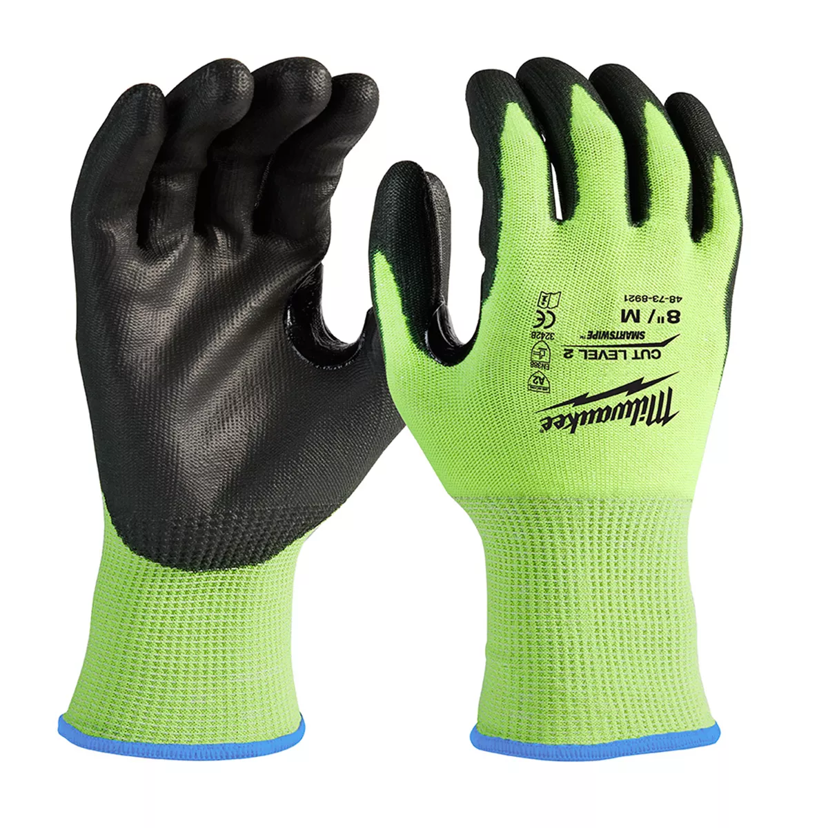 Milwaukee Tool 12 Pk Hi-Vis Cut Lvl 2 Poly Dip-M