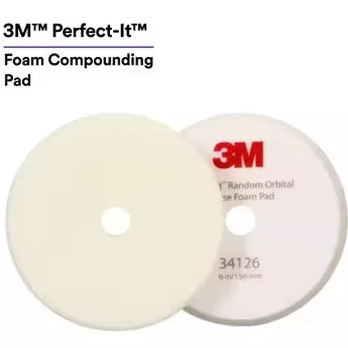 Perfect-It™ Random Orbital Foam Compounding Pad, Coarse, White, 6", 2 Pads/Bag