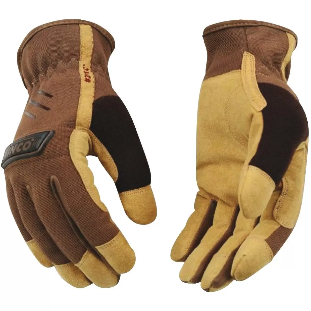 Pro Men's Large Brown Polyester-spandex Back Synthetic Leather Work Glove