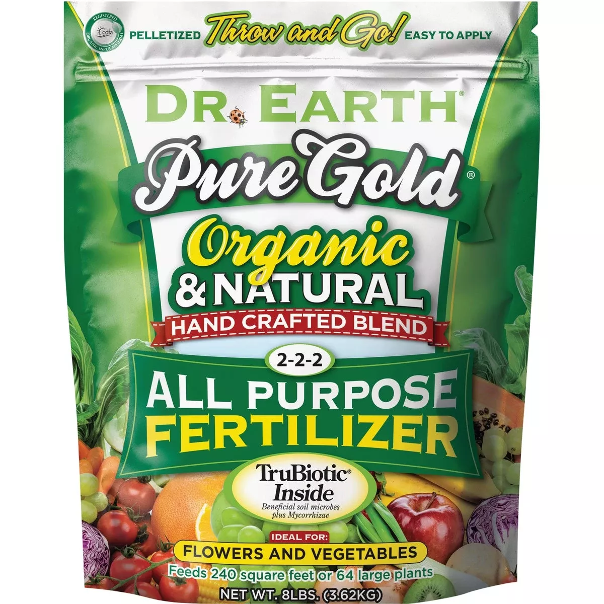Pure Gold 8 Lb. 2-2-2 All Purpose Pelletized Organic Fertilizer