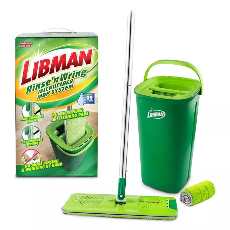Rinse N' Wring Microfiber Mop System – Dual-chamber Wet/dry Bucket