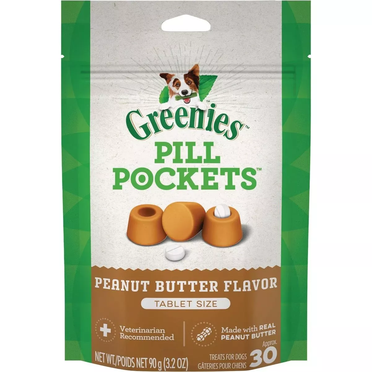 Tablet Pill Pockets Peanut Butter Flavor Chewy Dog Treat (30-pack)