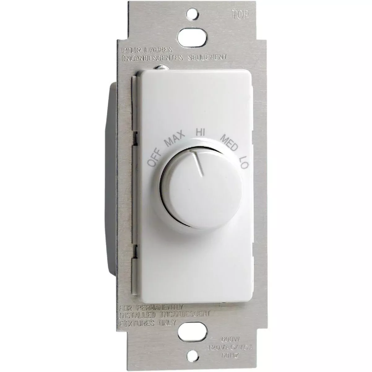 White 4-speed Single Pole Rotary On/off Fan Control Switch