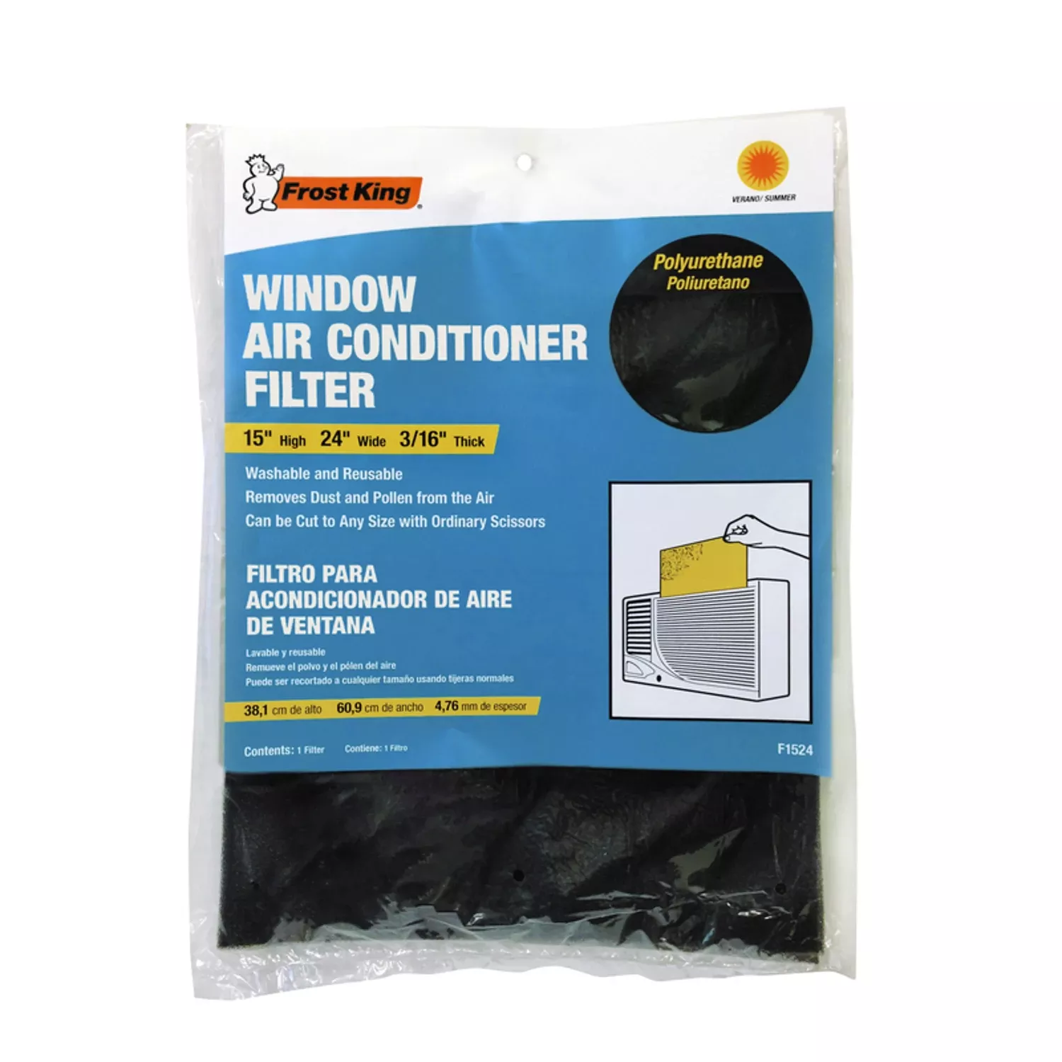 Window Air Conditioner Filter, 15x24x.25-in.
