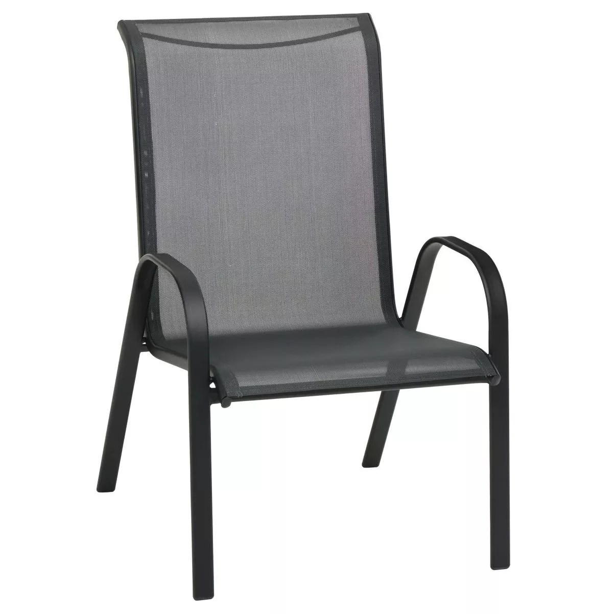 Windsor Collection Black Steel Sling Oversized Stacking Chair
