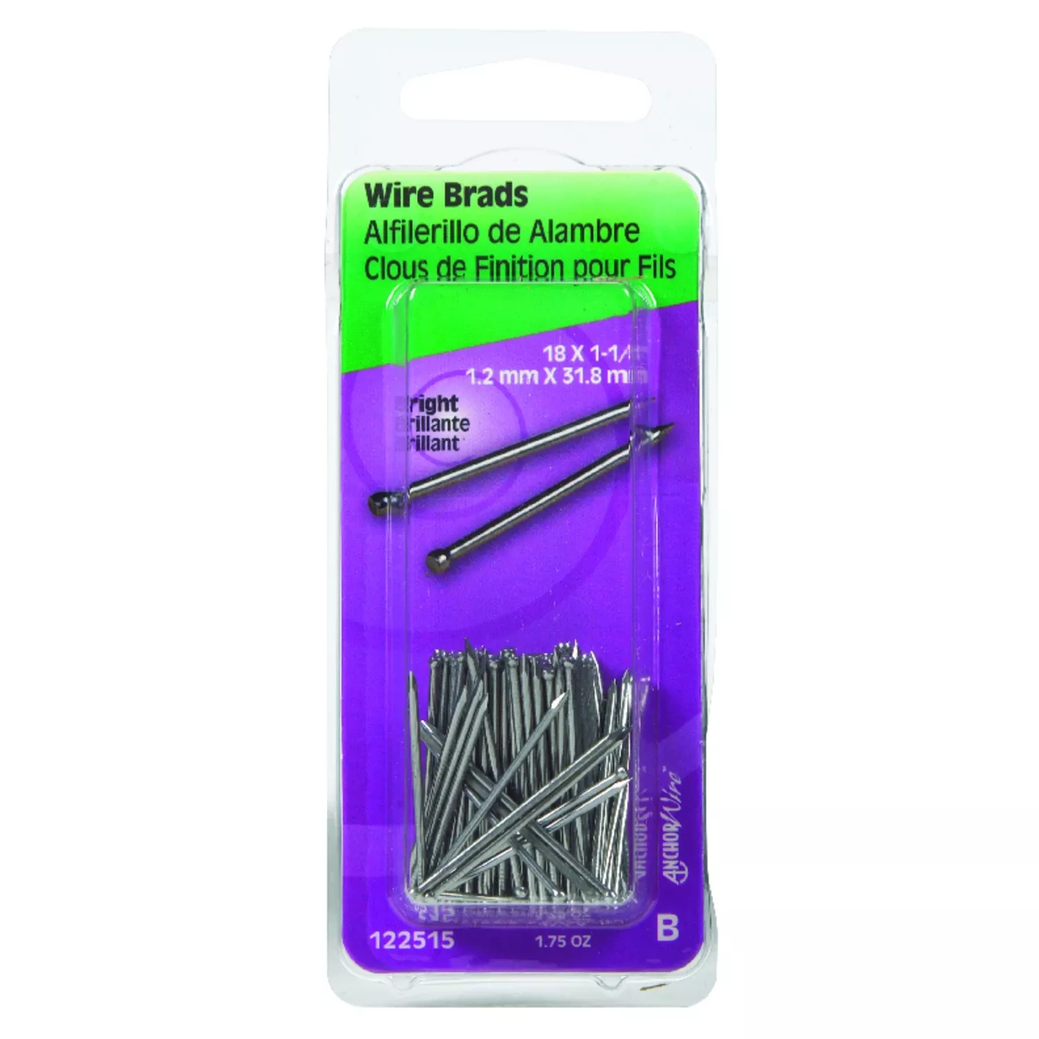 Wire Brads, Bright, 1/4-in. X 18, 1.75-oz.
