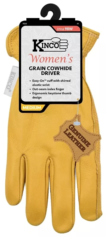 Women's Medium Tan Cowhide Driver Work Glove