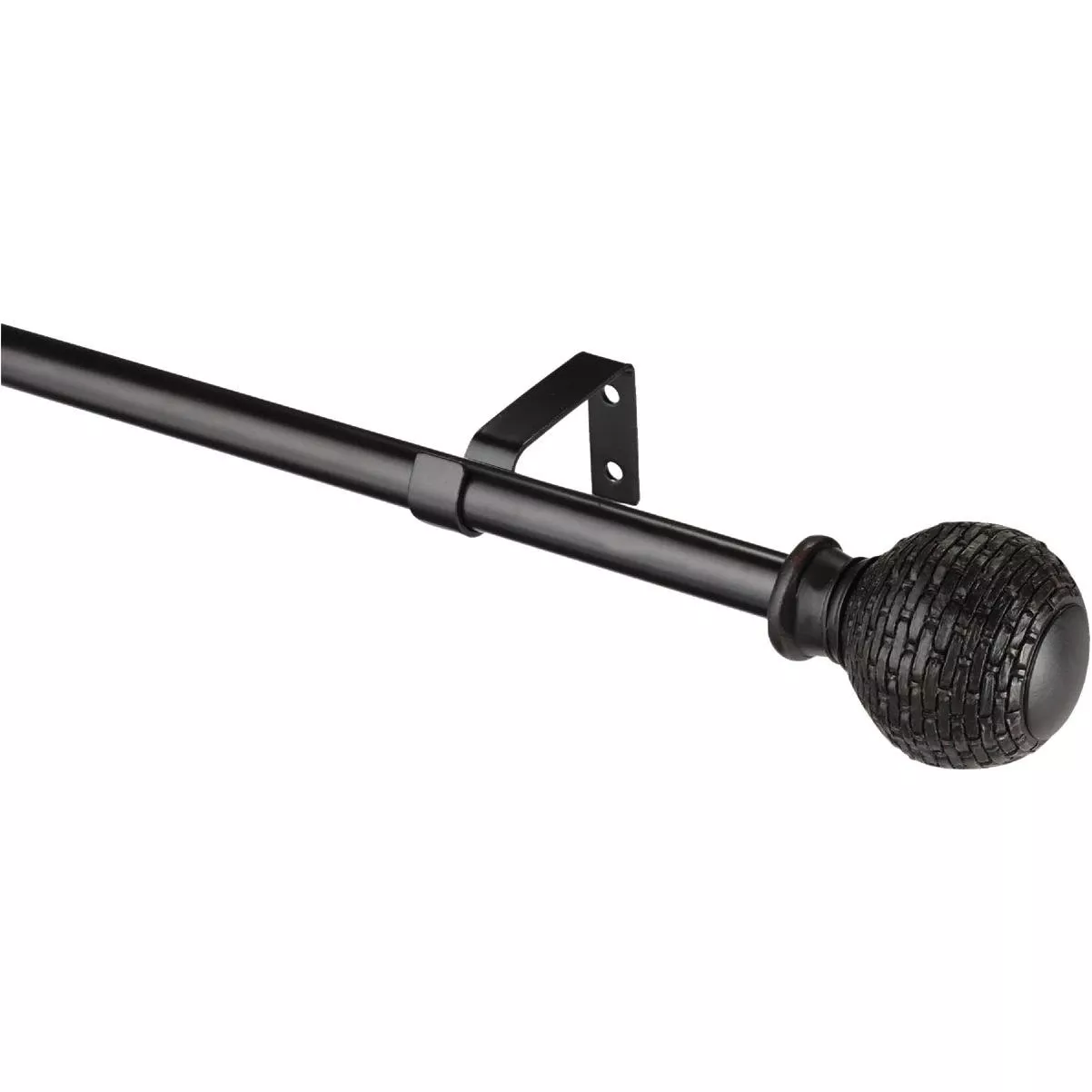 Woven Ball 90 In. To 130 In. 5/8 In. Single Brown Curtain Rod