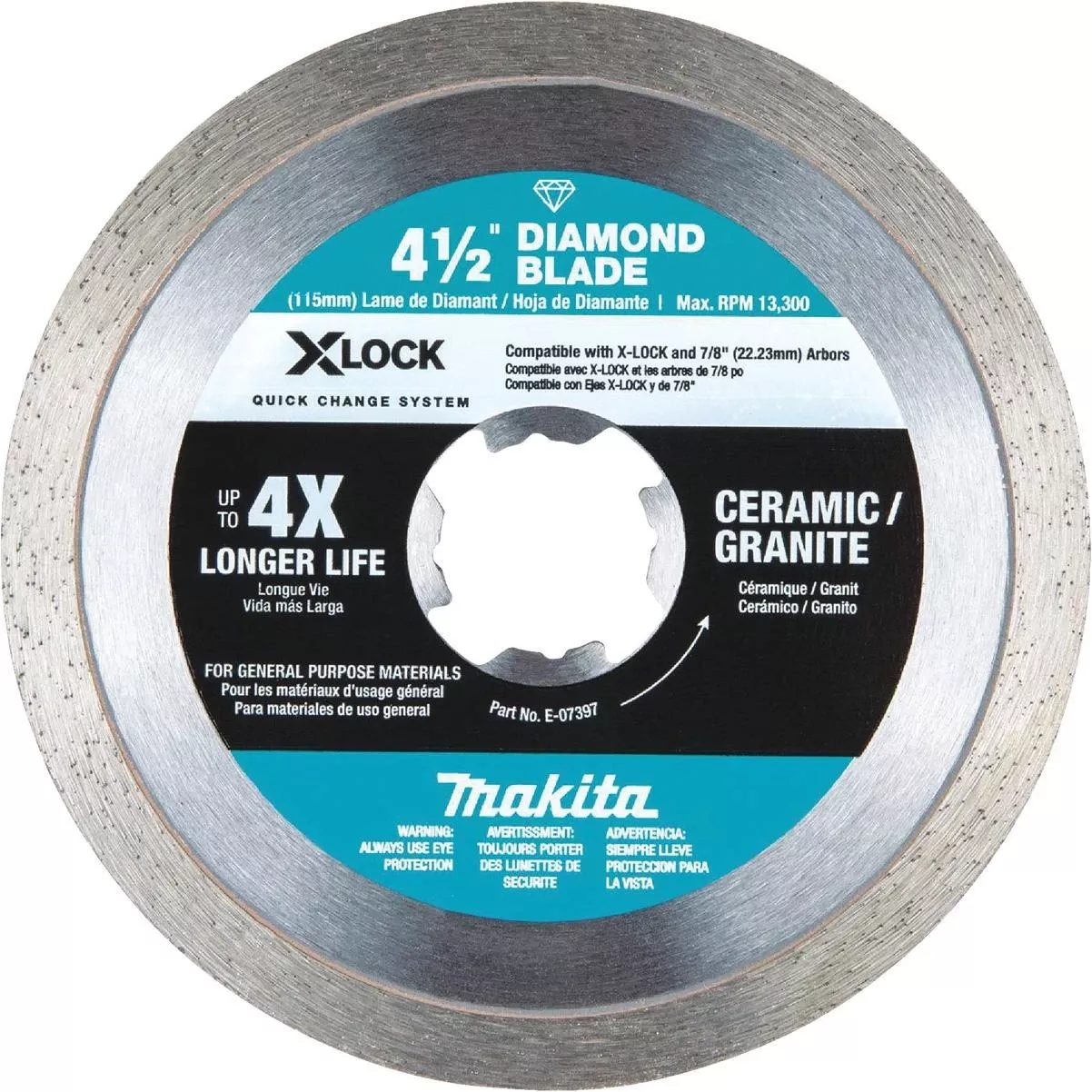 X-lock 4-1/2 In. Continuous Rim Dry/wet Cut Diamond Blade