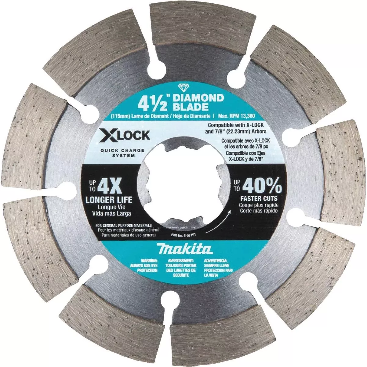 X-lock 4-1/2 In. Segmented Rim Dry/wet Cut Diamond Blade