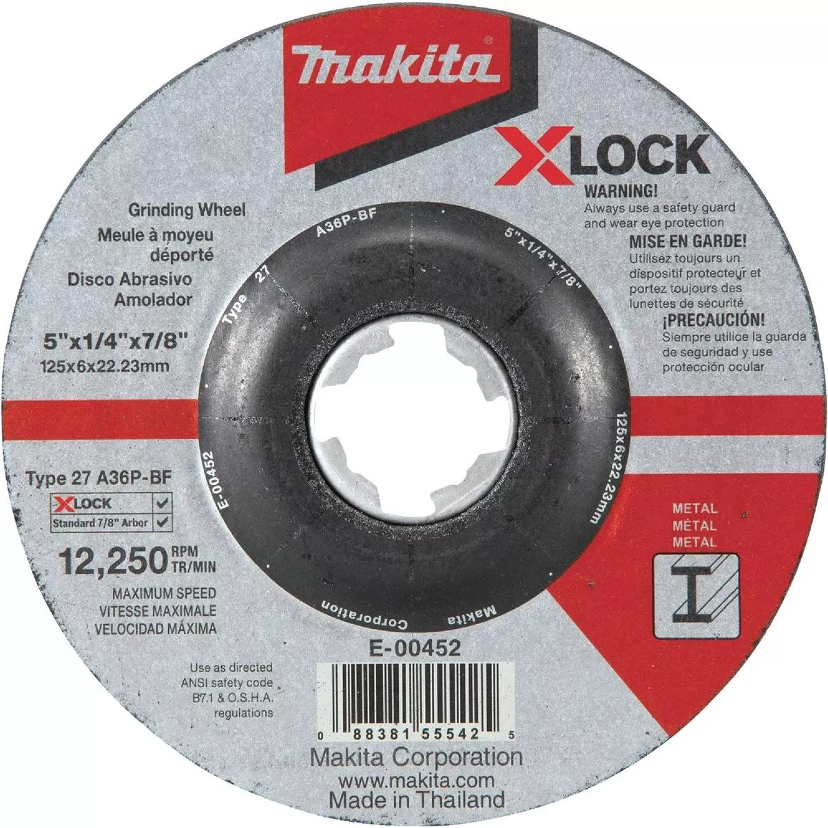 X-lock Type 27 5 In. X 1/4 In. X 7/8 In. Metal Grinding Cut-off Wheel