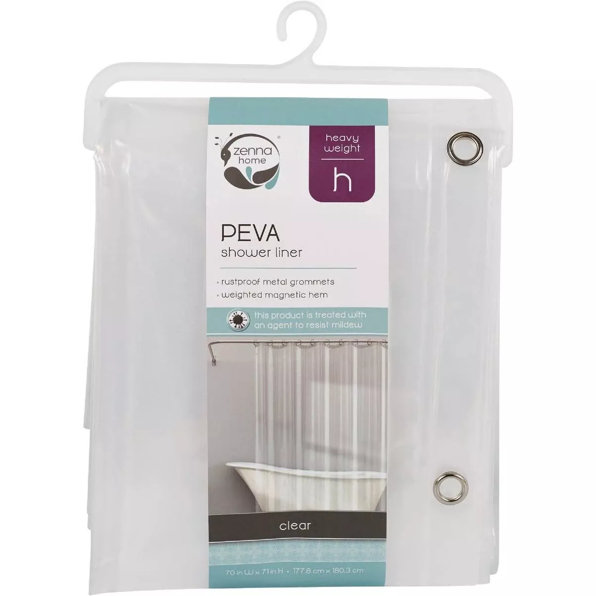 Zenna Home 70 In. X 71 In. Clear Peva Heavyweight Shower Curtain Liner